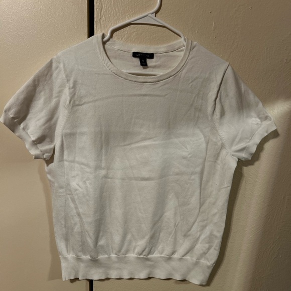 Lands End white short sleeve sweater shirt - Picture 7 of 8